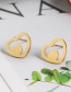Fashion Note Gold Stainless Steel Geometric Pattern Earrings