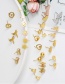 Fashion Crown Gold Stainless Steel Geometric Pattern Earrings