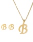 Fashion L Gold Stainless Steel Letter Necklace Earrings Two-piece