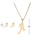 Fashion R Gold Stainless Steel Letter Necklace Earrings Two-piece