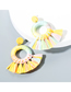 Fashion Head Brown Fan-shaped Lafite Colorblock Earrings