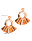 Fashion Head Brown Fan-shaped Lafite Colorblock Earrings