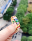 Fashion Color Micro-inlaid Zircon Copper Plated 18k Gold Ring