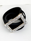 Fashion Black Alloy Diamond-studded Square Velvet Belt