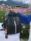 Fashion Black Double Zip Stitching Backpack