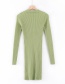 Fashion Army Green Knit Po Collar Dress
