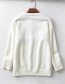 Fashion White Jacquard Stitching V-neck Sweater