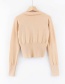 Fashion Caramel Colour Lapel Short Knit Sweater