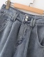 Fashion Blue Shangshui Wash Belt With High Waist Jeans