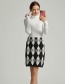 Fashion Black Diamond Lattice Stitching Knit Skirt