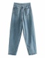 Fashion Blue Washed Single-breasted Jeans
