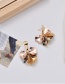 Fashion Golden Short Contrast Pearl Leaf Tassel Earrings