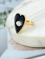 Fashion Black Heart-shaped Drip And Diamond Eye Ring