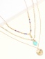 Fashion Gold Alloy Diamond Drop Dropstone Three-layer Necklace