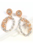 Fashion Color Alloy Openwork Oval Diamond Earrings