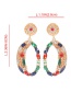 Fashion Color Alloy Openwork Oval Diamond Earrings