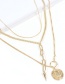 Fashion Gold Alloy Embossed Coin Rivet Tassel Necklace Three-piece
