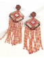 Fashion Rose Red Diamond Beads Tassel Earrings