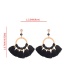 Fashion Black Alloy Ring Tassel Earrings