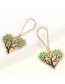 Fashion Green Alloy Water Drops Love Drops Oil Tree Earrings