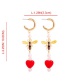 Fashion Red Alloy C-type Bee Love This Earring