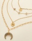 Fashion Gold Alloy Stone Crescent Multilayer Necklace