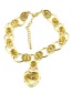 Fashion Gold Copper Plated Zircon Oval Heart Shaped Diamond Bracelet