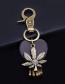 Fashion Bronze Maple Leaf Shaped Genuine Leather Keychain