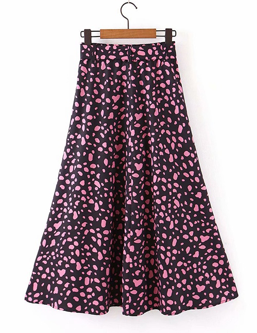 Fashion Black Floral Print Bow Tie Split Skirt
