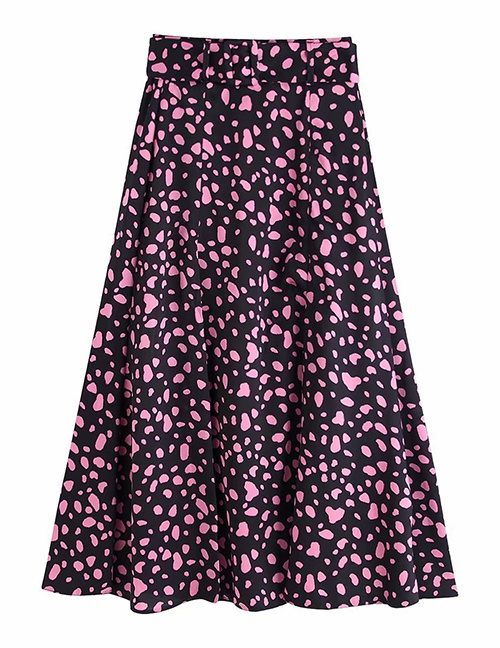Fashion Black Flower Printed Split Skirt