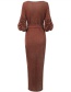 Fashion Caramel Colour Lace-up V-neck One-shoulder Wrapped Chest Dress