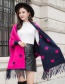 Fashion Rose Red Knitted Fringed Cloak Shawl Sweater