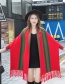 Fashion Red Fringed Cloak With Sleeves Shawl Coat