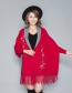 Fashion Rose Red Cashmere Shawl Cloak Coat