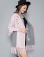 Fashion Pink Cashmere Shawl Cloak Coat