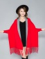 Fashion Sky Blue + Gray Double-faced Velvet Color Matching Tassel Cloak Shawl Scarf Dual-use