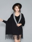 Fashion Red + Gray Double-faced Velvet Color Matching Tassel Cloak Shawl Scarf Dual-use