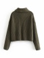 Fashion Armygreen Stitching Pocket Sweater Sweater