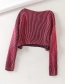 Fashion Rose Red One-neck Striped Knit Sweater