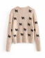 Fashion Beige Bow Crewneck Sweater