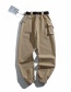 Fashion Khaki Front Three-dimensional Pocket Straight Pants