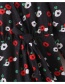 Fashion Black Flower Print V-neck Bow Wrap Dress