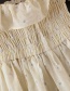 Fashion Beige Small Chrysanthemum Embroidery Ruffled Dress