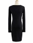 Fashion Black Diagonal Collar String Knit Dress