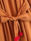 Fashion Camel Ball Stitching Tie Collar Dress