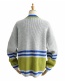 Fashion Gray Colorblock Striped V-neck Sweater