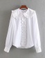 Fashion White Laminated Lapeled Ruffled Shirt