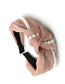 Fashion Pink Wide-brimmed Silk Wrinkled Knotted Pearl Headband