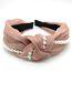 Fashion Red Wine Wide-brimmed Silk Wrinkled Knotted Pearl Headband