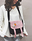 Fashion Pink Plaid Canvas Cartoon Rabbit Crossbody Bag